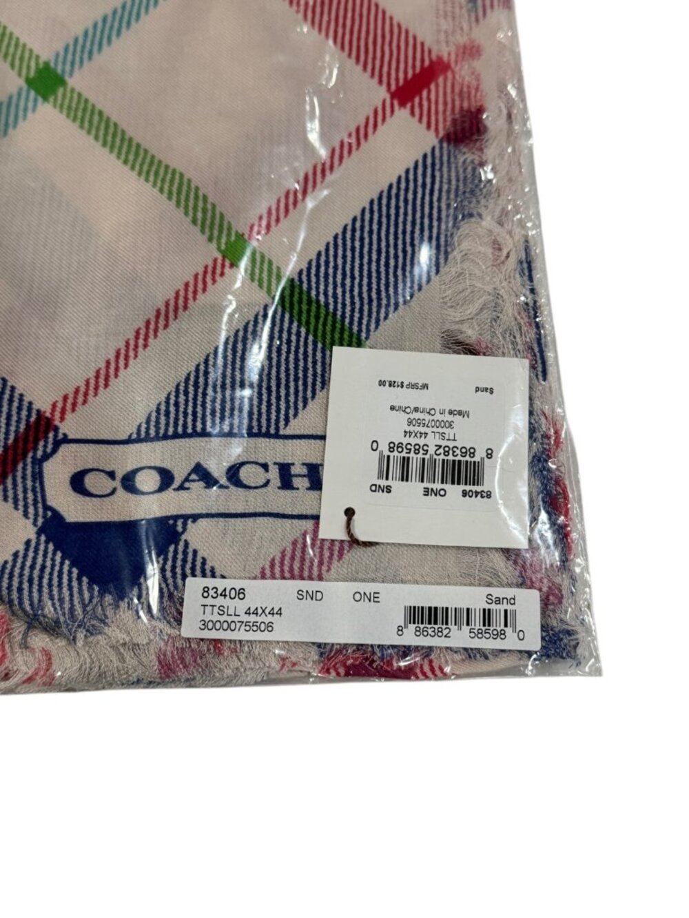Coach Women's Tattersall Scarf Plaid Modal Woven Square Scarf #83406 - Picture 3 of 7